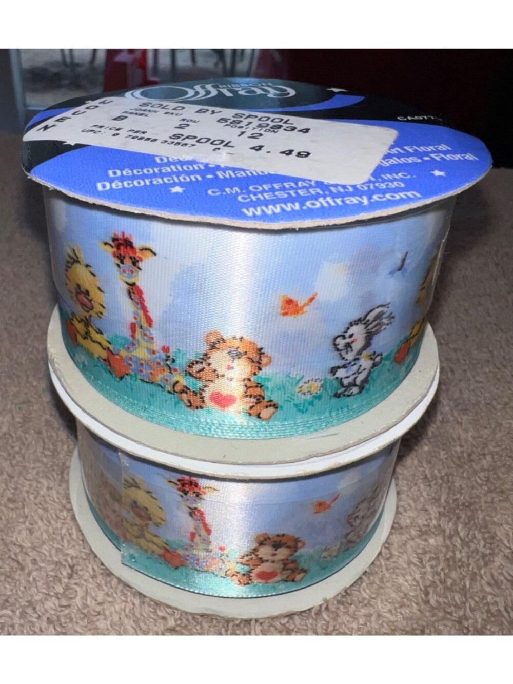 Suzys Zoo Decorative Ribbons Baby Animal Designs 10 Ft Each USA Made Crafting - Picture 6 of 9